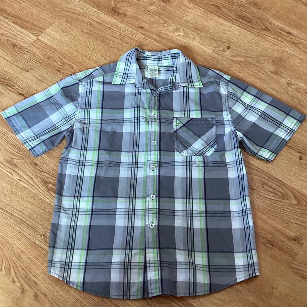 Faded Glory Kids Plaid Shirt in Gray and Green